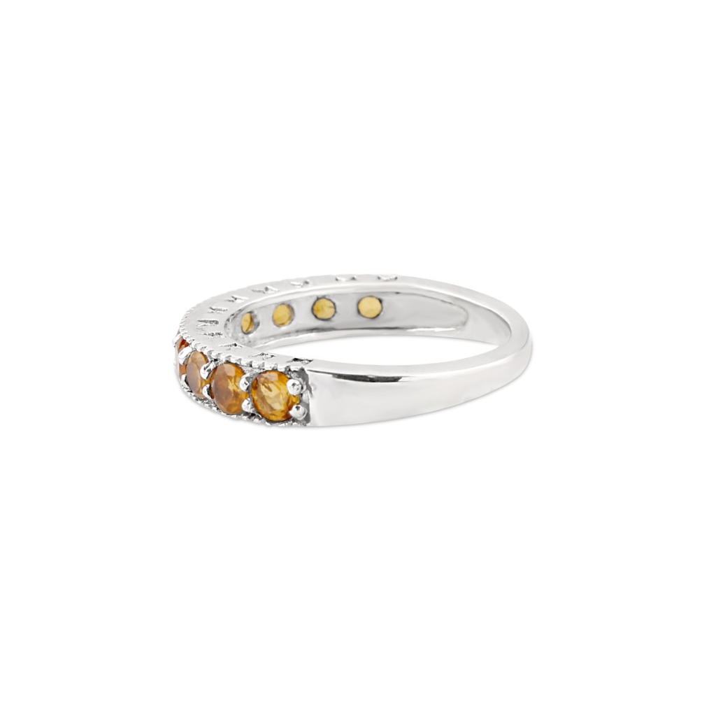 Natural Citrine Gemstone Sterling Silver Band Ring